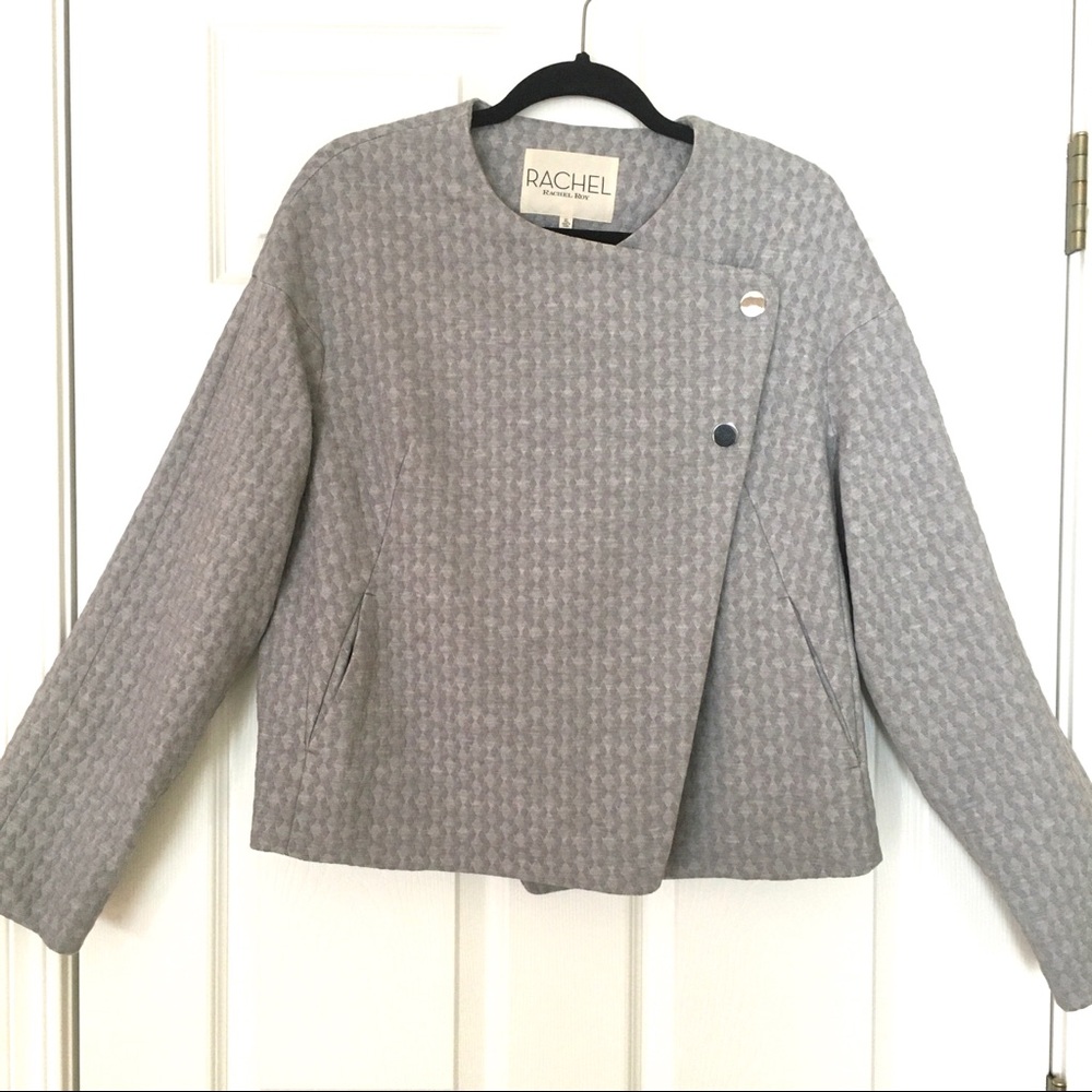 EUC 🩶 Rachel Roy Moto Jacket Light Grey Chic & Edgy Style